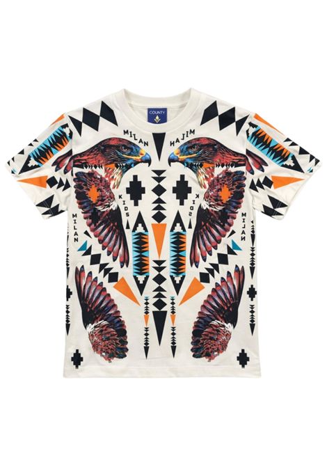 Cream cotton T-shirt for children MARCELO BURLON | S6CMJBTH043PANNA